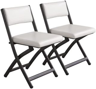 VASTATIO Folding Chairs with Cushion 2 Pack, High-Resilience Foam, White