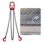 VERSAINSECT g Chains with Hooks, 5/16 Inch x 5 Foot, 6 Ton, Chain Slings for Engine Hoist 4 Leg Industrial Grab Hook Heavy Duty