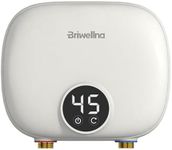 Briwellna Electric Instantaneous Tankless Water Heater 5.5kW 220V, Instant Hot Water Heater with Digital Display for Kitchen Bathroom Sink Counter Under/Above Home Indoor (Cream)