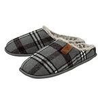 DUNLOP Mens Check Mule Slippers - Charcoal - UK 10