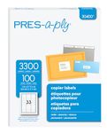 Pres-a-ply Permanent Adhesive Copier Mailing Labels, 33 Labels/Sheet, White, 2 3/4-Inch x 1-Inch, 3300 Labels/Pack (30400) Made in Canada for the Canadian Market