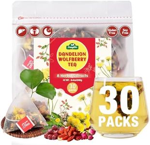 Fangkic 30 Packs Organic Dandelion Root Tea Bag, Kidney Tea, 8 Herbal Dandelion Wolfberry Tea of Dandelion, Goji Berry, Jujube Dates, Rose, Licorice, Chrysanthemum 8.5oz(240g)
