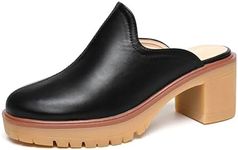 Queen George Virgo Mule Heels for Women – Closed Toe Women’s Mules – Chunky Platform Clogs Black