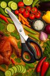 Top Chef All-Purpose Kitchen Scissors | Korean Kitchen Shears for Meat, Fish, Vegetables, Herbs & BBQ | Heavy-Duty 3Cr13 Stainless Steel (Black)