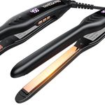 VANESSA PRO Small Flat Irons for Short Hair, 100% Pure Titanium Flat Iron for One Pass to Achieve a Sleek Look, Curls Beautifully & Straightens Well - 0.3 inch