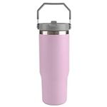 BELLE VOUS Stainless Steel Tumbler with Straw Lid and Handle - 880ml/30oz Double-Walled Insulated Thermal Mug - Travel Coffee Cup for Hot and Cold Drinks - Portable Vacuum Water Bottle - Purple