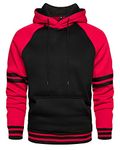 LBL Men's Hoodie Sweatshirt Novelty Color Block Hoodies Sport Outwear Drawstring Hoody Red M