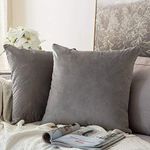 MIULEE Pack of 2 Velvet Soft Decorative Square Throw Pillow Case Cushion Covers Luxury Pillowcases for Livingroom Sofa Bedroom with Invisible Zipper 50cm x 50cm,20x20 Inches Grey