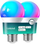 Linkind Smart Light Bulbs, 1100LM (75W Equivalent) Smart Bulb, Work with Alexa & Google Home, RGBTW Color Changing Bulbs Music Sync, 2.4GHz Wi-Fi & Bluetooth, LED Alexa Light Bulbs 11W, A19 E26, 2Pack