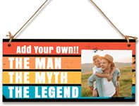 Personalised Wooden Plaque with Photo Add Your Own The Myth The Legend Gift for Daddy Grandad Door Sign Hanging Man Cave Shed