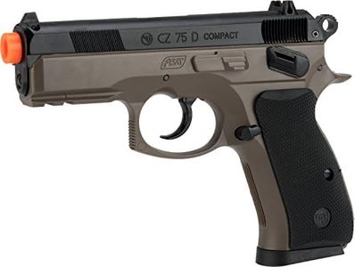 Evike Airsoft - ASG Ceska Zbrojovka CZ.75D Compact High Grade Full Size Airsoft SPR.ing PIS.tol (Color: Flat Dark Earth)
