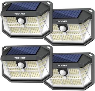 TECKNET 231 LED Solar Lights for Outside Waterproof, 4 Pack 300° Security Wall Lights with 3 Lighting Modes, IP65 PIR Outdoor Motion Sensor Solar Lights for Fence, Outside, Garden, Yard, Deck, Garage