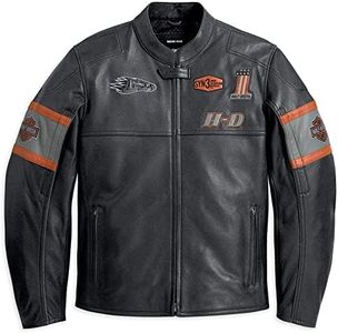 Men’s Retro H-D Harley Vintage Motorcycle Distressed Leather Jacket, Classic Biker Wear Cafe Racer Leather Jacket for Men, Distressed Black Ii, Large