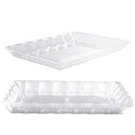 MATANA 6 Large Rectangular Clear Serving Platters, Food Party Trays - 32cm x 24cm - Buffets, Weddings, Birthdays, Christmas, Parties - Sturdy & Reusable