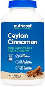 Nutricost Organic Cinnamon (Ceylon Cinnamon) 1,200mg Serving, 150 Capsules - Gluten Free, Non-GMO