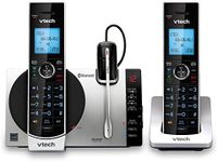 VTech DS6771-3 2-Handset DECT6.0 Connect to Cell Answering System with Cordless Headset, Black and Silver