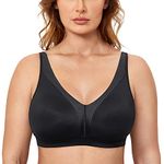 Delimira Women's Wireless Bra Plus Size Full Coverage Smooth Unlined Support Black 46DD