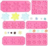 Rainmae 6 Pcs Christmas Snowflake Cake Silicone Fondant Molds, 3D Snowflake Winter Frozen Party Cupcake Topper Decorating Tools, Silicone Chocolate Candy Gum Paste Polymer Clay Epoxy Resin Mould