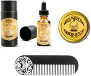 Bare Bones Medium Hold Mustache Wax, Night Fury Mustache Wax Remover Oil, and Comb Set