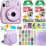 Fujifilm Instax Mini 11 Instant Camera - Lilac Purple + 2 Twin Pack Film + Album + Case + Hanging Frames + Plastic Frames + Travel Stickers + Cloth