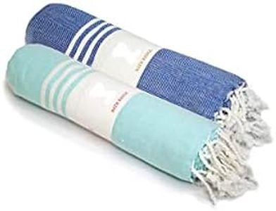 Eden Living Beach/ Bath Lightweight Travel Towel Set of 2 Turkish Towel ( Sky Blue & Blue)