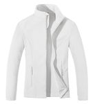 MAGCOMSEN White Fleece Jacket for Women Lightweight Full Zip Coats Soft Warm Polar Fleece for Winter, M