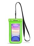 CaliCase Universal Waterproof Floating Phone Pouch - IPX8 Waterproof Floating Phone Case with Lanyard for iPhone X-15/ S20-S24/ Pixel 4-8 - Lime Green