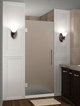 Aston Cascadia Completely Frameless Hinged Shower Door in Frosted Glass, 26" x 72", Brushed Stainless Steel