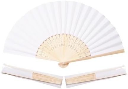 Sepwedd 50pcs White Paper Hand Fan White Bamboo Folding Fan Handheld Fans Paper Folded Fan for Wedding Party and Home Decoration