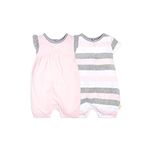 Burt's Bees Baby Baby Girl's Rompers, Set of 2 Bubbles, One Piece Jumpsuits, 100% Organic Cotton, Blossom Multi Stripe, 24 Months