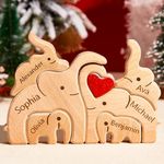 Personalized Gifts for Mama Grandma Wooden Elephant Family Puzzle with Name Customizable Wooden Puzzle with 2-10 Name Decorative Piece, Birthday Gifts for Mom, From Daughter Son