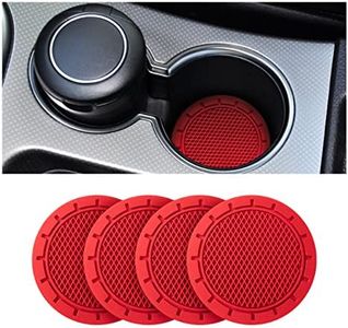 4 Pack Car Cup Holder Coaster, 2.75 Inch Diameter Non-Slip Universal Insert Coaster, Durable, Suitable for Most Car Interior, Car Accessory for Women and Men (red)