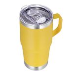 VEGOND 20 oz Tumbler with Handle Lid and Straw, Stainless Steel Insulated Travel Coffee Mug Spill Proof Double Wall Metal Tumbler Cup Keeps Drink Hot and Cold, Yellow 1 Pack