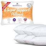 Slumberdown Pillows 6 Pack - Super Support Firm Side Sleeper Bed Pillows for Neck and Shoulder Pain Relief - Comfy & Supportive Pillow, Hypoallergenic, Made in the UK, Standard Size (48cm x 74cm)