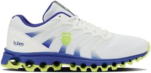 K-Swiss Men's Tubes 200 Training Shoe, Bright White/Surf The Web/Sharpe Green, 8 M