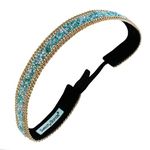 Sweaty Bands Womens Girls Headband - Non-Slip Velvet-Lined Sparkly Hairband - Bling Jewel Junkie Blue 7/8-Inch