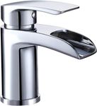 Hapilife Basin Taps Waterfall Mixers Bathroom Sink Mixer Tap Semi-open with UK Hoses Chrome Brass