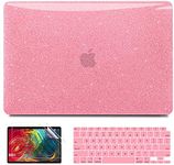 Anban Compatible with MacBook Air 13 inch Case 2022 2021 2020 2019 2018 Release A2337 M1 A2179 A1932 Touch ID, Smooth Glitter Laptop Hard Shell Case +Keyboard Cover +Screen Protector, Shiny Rose Red