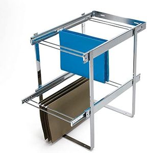 Rev-A-Shelf 2 Tier 14.5" Base Cabinet File Drawer Organizer System for Leterr & Legal Sized Files for Home Office or Home Storage, Chrome, RAS-FD-KIT