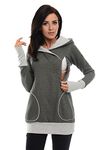 Purpless Maternity 2in1 Pregnancy Nursing Sweatshirt Hoodie Pregnant Breastfeeding Woman Hooded Top 9056 (16, Dark Gray Melange)