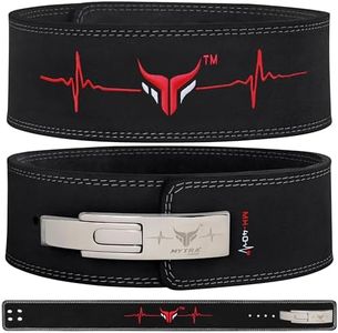 Mytra Fusion cinturon gym with Lever Buckle cinturon powerlifting for Hombre y Mujer 4" de ancho Piel Genuina cinturon gimnasio para gimnasio, entrenamiento, fitness y entrenamiento (Black, S)