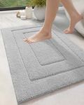 DEXI Bathroom Rug Bath Mat Non Slip Absorbent Soft Carpet for Tub Shower Room Bathroom Machine Washable Bath Rug 16"x24" Light Grey