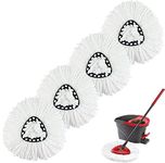 Spin Mop Refill Replacement Head Compatible with Ocedar and Vileda EasyWring 2-in-1 Turbo Mop Microfiber Mop Pads for Triangle Spin Mop Washable and Reusable(4 Pack)