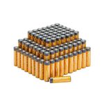 Amazon Basics 100 Count (Pack of 1) AA High-Performance Alkaline Batteries, 10-Year Shelf Life, Easy to Open Value Pack