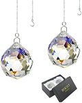 Rainbow Suncatcher Crystal Ball Prism - Window Suncatcher Feng Shui Crystal Glass Ball Pendant 40mm for Hanging Clear Pack of 2