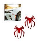 TSUGAMI 2Pcs 3D Spider Emblem for Car, Metal Chrome Auto Badges, Cool Spider Logo Car Body Sticker, Automotive Decals for Scratch Cover, Universal Decorations for All Vehicles, SUVs, Trucks (Red)