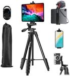 Tripod, Lusweimi 73-Inch Camera Tripod for iPad & iPhone, Compatible with 13" Tablet Smartphone/Webcam/Video Camera, iPad Pro Tripod Stand with Remote & Bag for Vlog/Selfie/Photo/Video/Photography