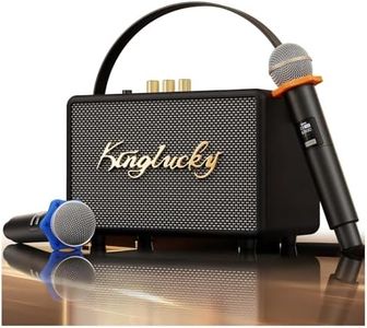 Retro Karaoke Machine with 2 Wireless Microphones Portable Karaoke Speaker for Adults Kids Rechargeable PA System for AUX/USB/TF Support,Home Party,Teaching,Picnic,Indoor/Vintage Decor Gifts