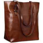 S-ZONE Vintage Genuine Leather Tote Shoulder Bag Handbag Big Large Capacity Upgraded 2.0