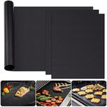 IMAGE BBQ Grill Mat Set of 3, one Large 40 * 180cm, 2 pcs 40 * 33cm, 100% Non-Stick Grill Mats for Outdoor Grill, Reusable, Heat Resistant, PFOA Free for Gas Grill, Charcoal, Electric Grill and Oven